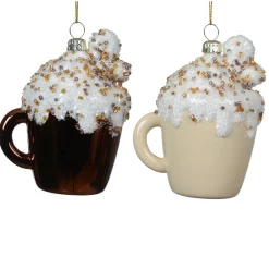 Decoris Kerstdecoratie|Kerstballen>Hanger mok slagroom 9 cm