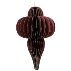 Decoris Kerstballen|Kerstdecoratie>Hanger papier pegel maroon 40 cm