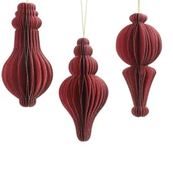 Decoris Kerstballen|Kerstdecoratie>Hanger papier pegel rood 12 cm