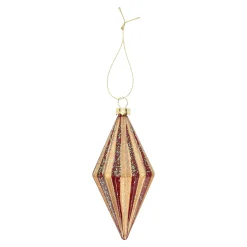 Kerstdecoratie|Kerstballen>Hanger pegel rood goud 6 x 12 cm