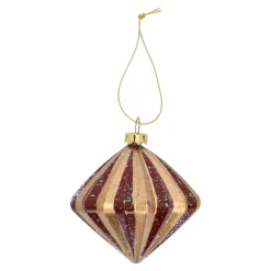 Kerstballen|Kerstdecoratie>Hanger pegel rood goud 8 x 7 cm