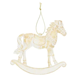 Kerstdecoratie|Kerstballen>Hanger schommelpaard goud 11 x 10 cm