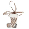 Kerstdecoratie|Kerstballen>Hanger sok gingerbread wit 8 cm