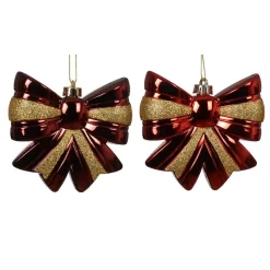 Decoris Kerstballen|Kerstdecoratie>Hanger strik 12 cm rood