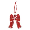 Kerstballen|Kerstdecoratie>Hanger strik rood wit 9 x 11 cm