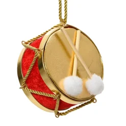 Decoris Kerstdecoratie|Kerstballen>Hanger trommel rood goud 11 cm