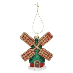 Kerstdecoratie|Kerstballen>Hanger windmolen rood groen 9 x 10 cm