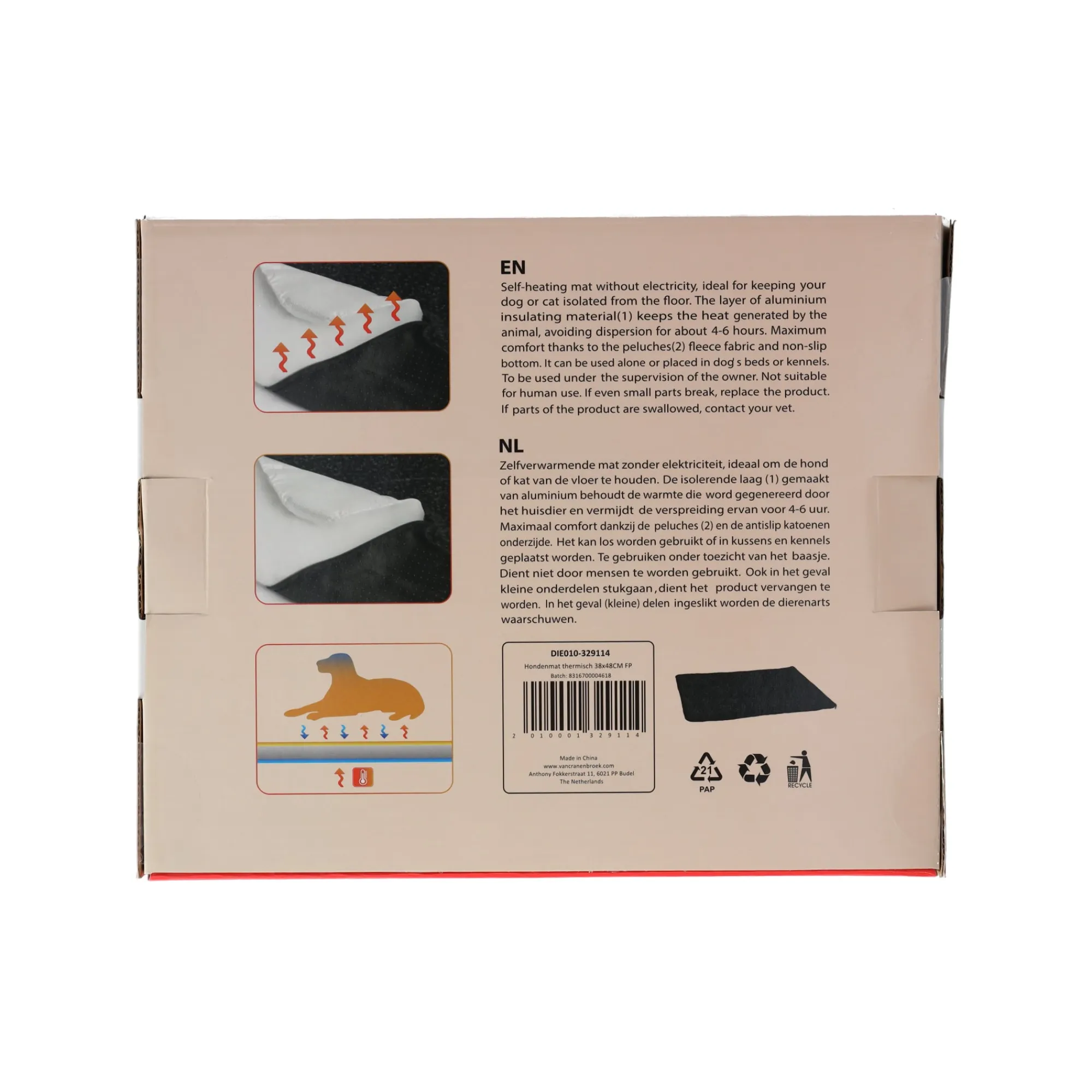 Friendly Pet Hondenkussen>Hondenmat thermisch 38x48cm