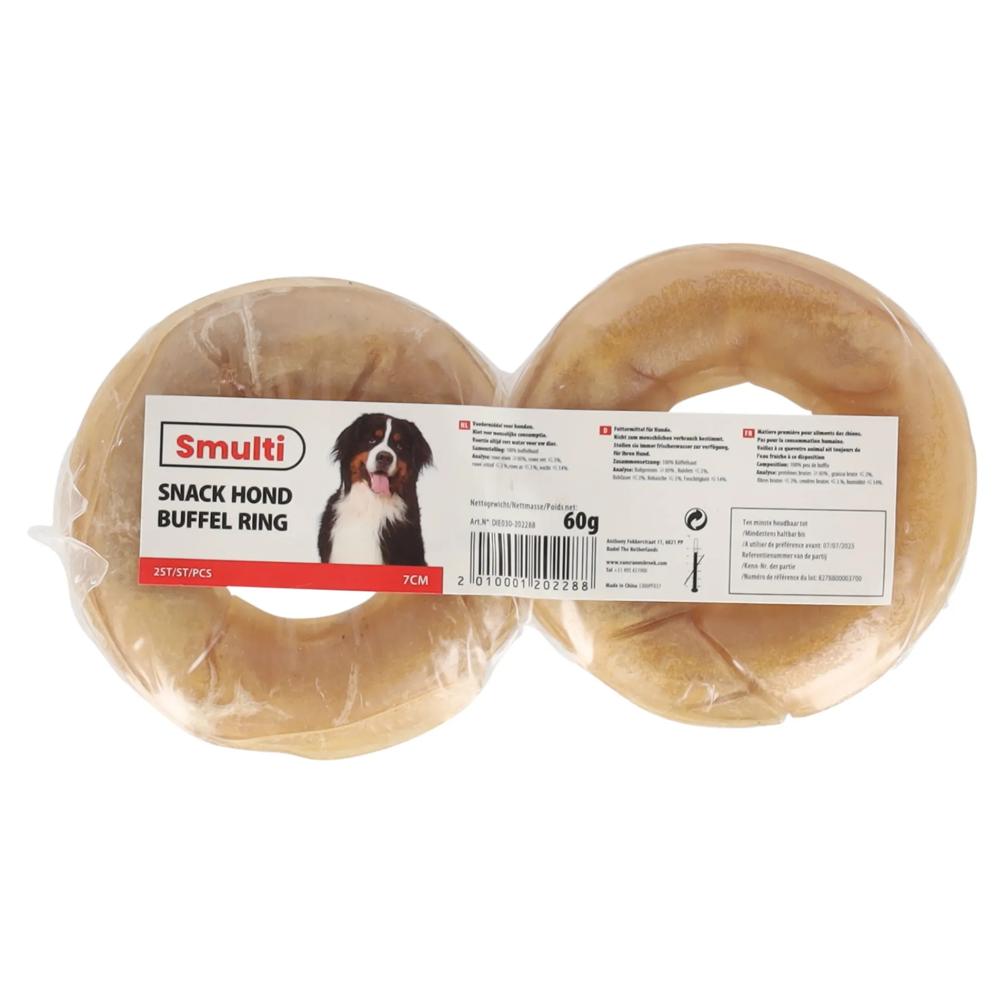 Smulti Hondensnacks>Hondensnack buffel ring 7cm 2st