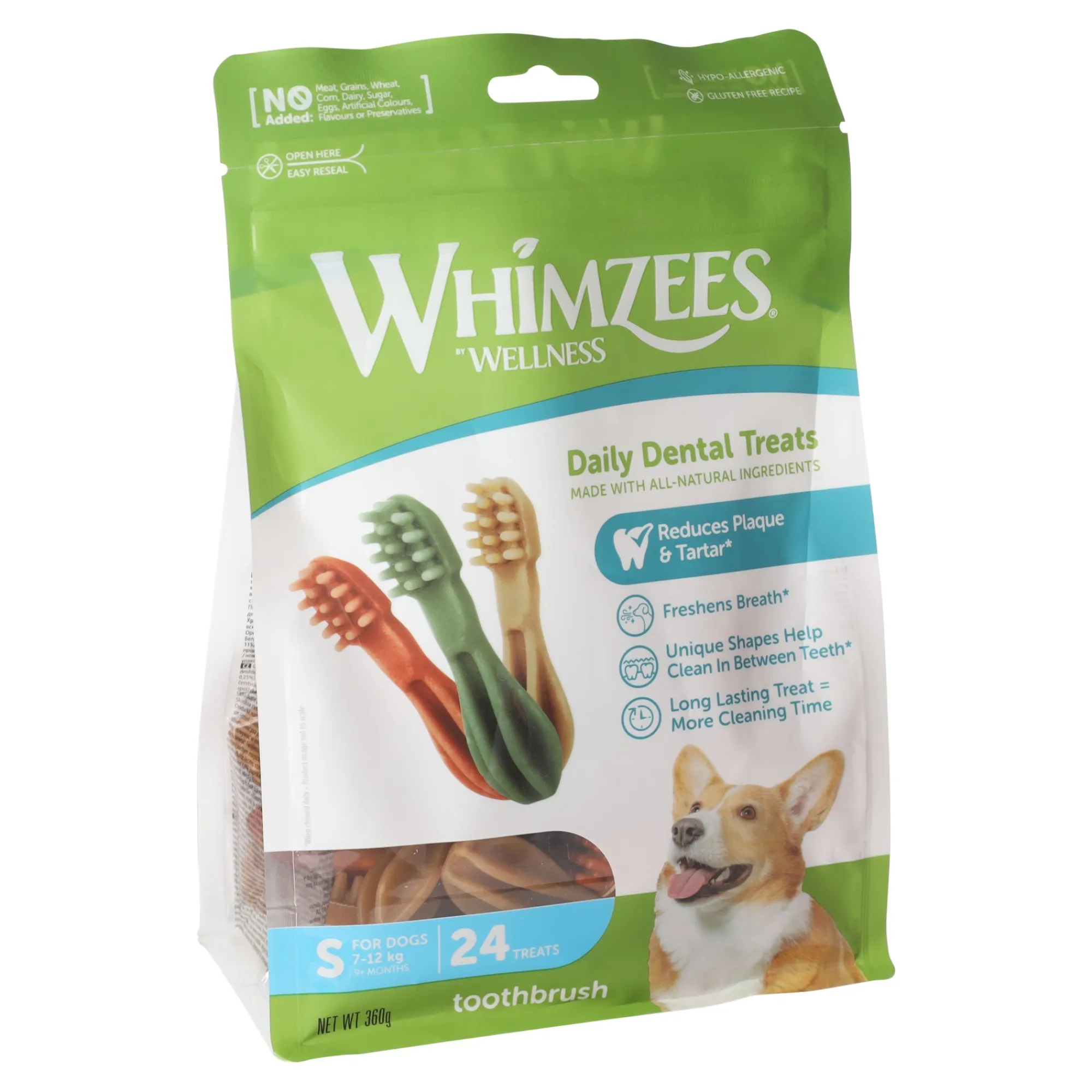 Whimzees Hondensnacks>Hondensnack dental tandenborstel S 24st