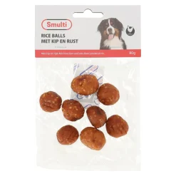 Smulti Hondensnacks>Hondensnack kip+rice balls 80G