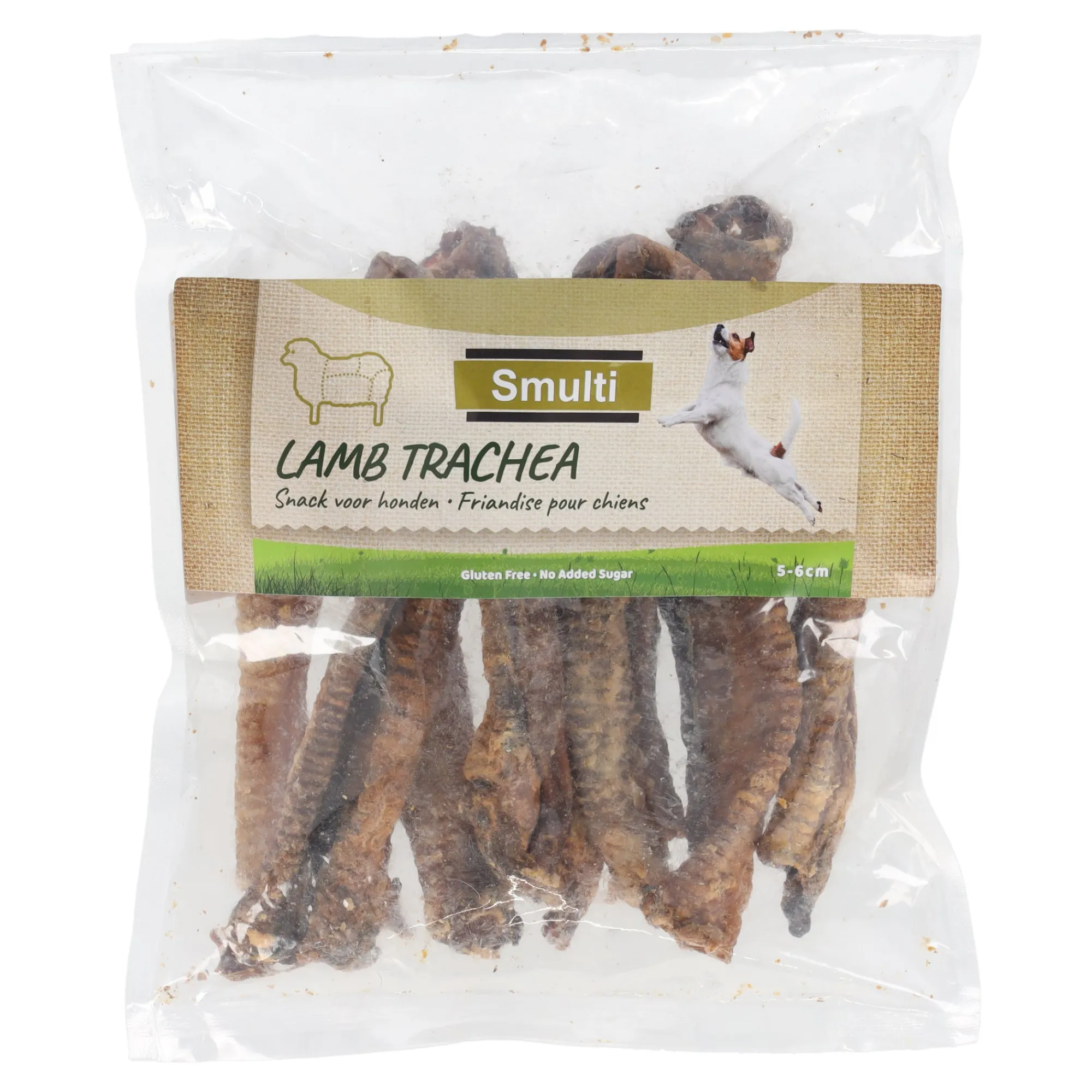 Smulti Hondensnacks>Hondensnack natuur lamsluchtpijp 5-6cm 200gr