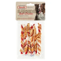 Smulti Hondensnacks>Hondensnack rawhide staaf + kip 7/8mm 12cm 70g