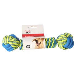 Friendly Pet Hondenspeelgoed>Hondenspeelgoed knoopbeen blauw/geel 28cm