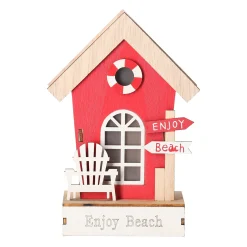 Natural Collections Woondecoratie>Huis van hout 12 x 6 x 18 cm - 3 assorti