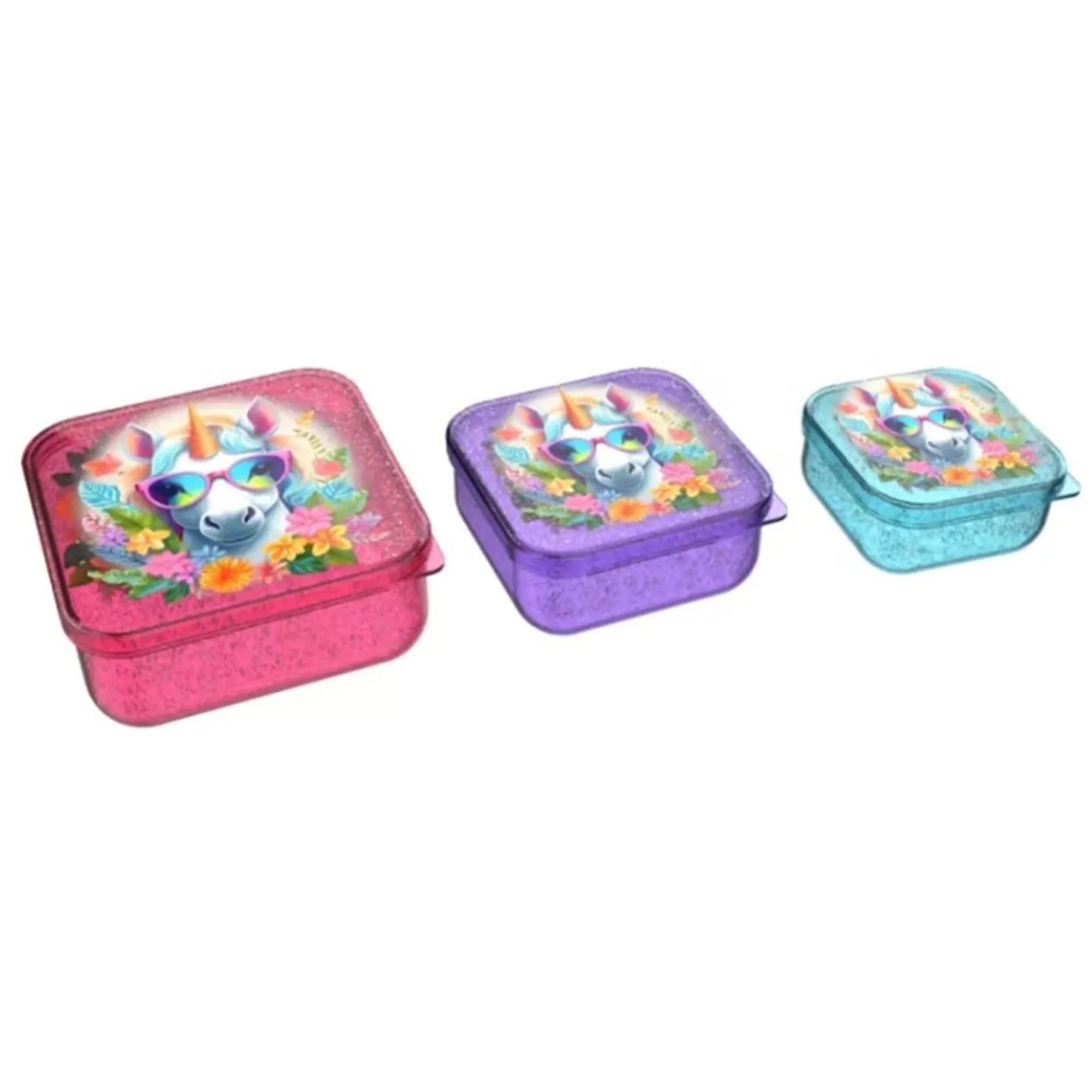 Lunch Buddies Opbergen>3-in-1 doosje unicorn glitter