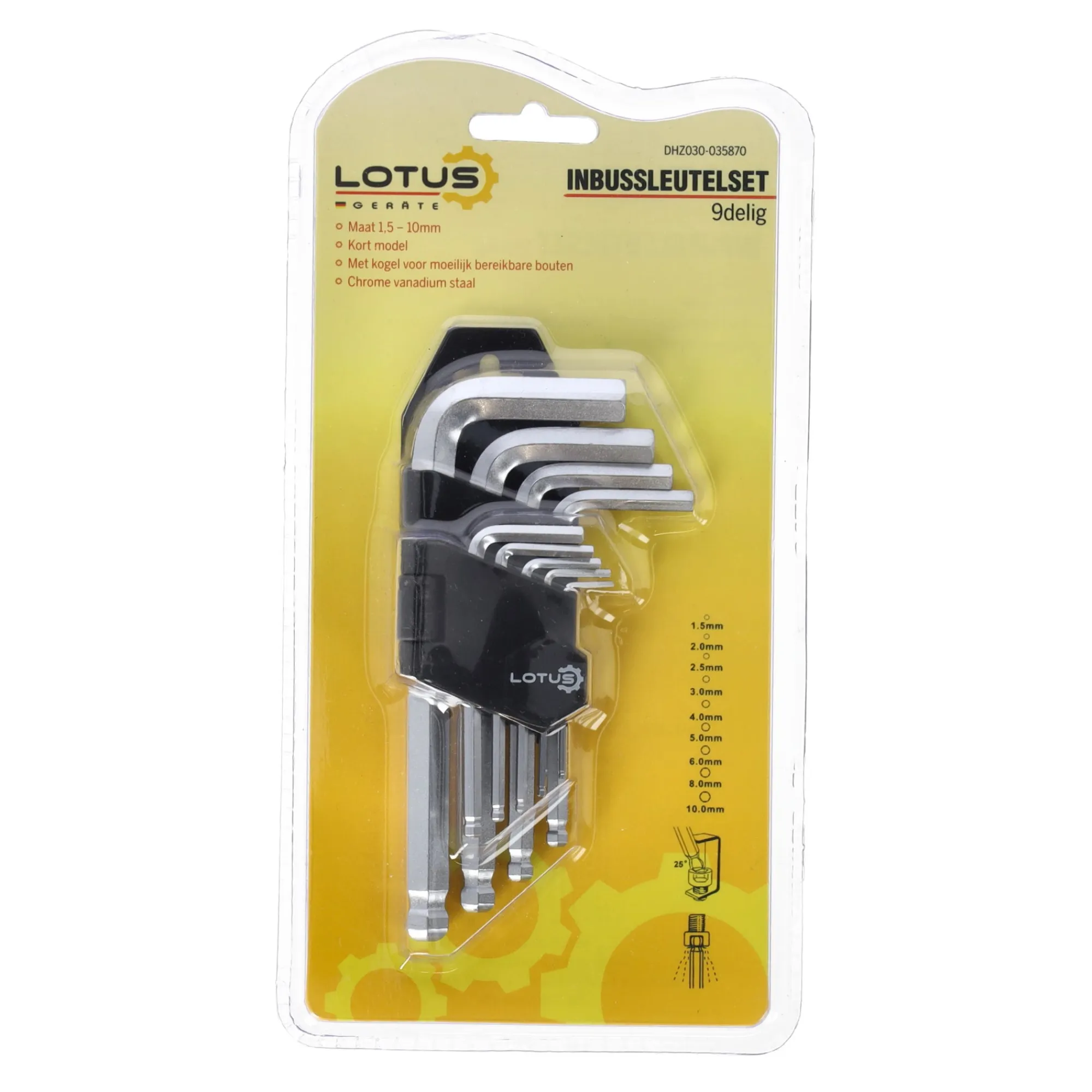 Lotus Handgereedschap>Inbussleutelset kogel kort 9-delig