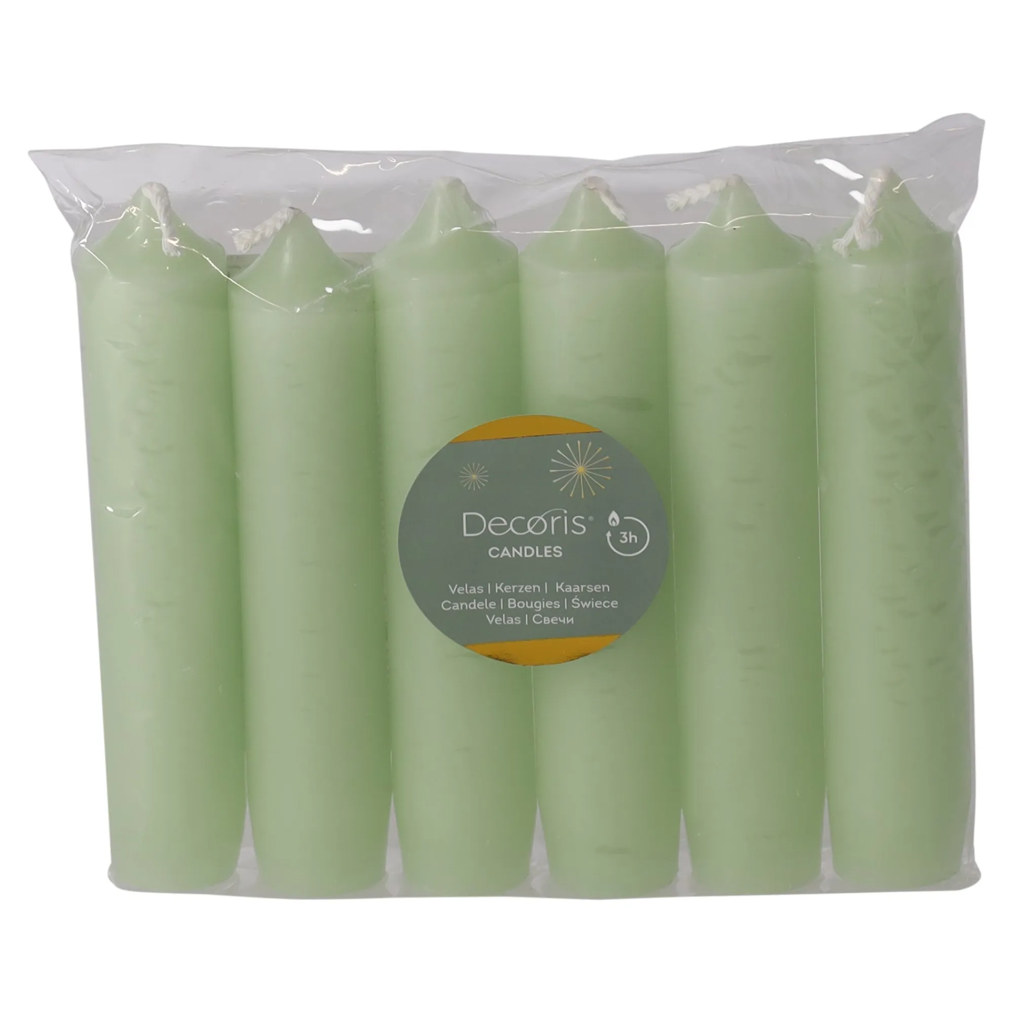 Decoris Kaarsen>Kaars 11 cm 6st. groen
