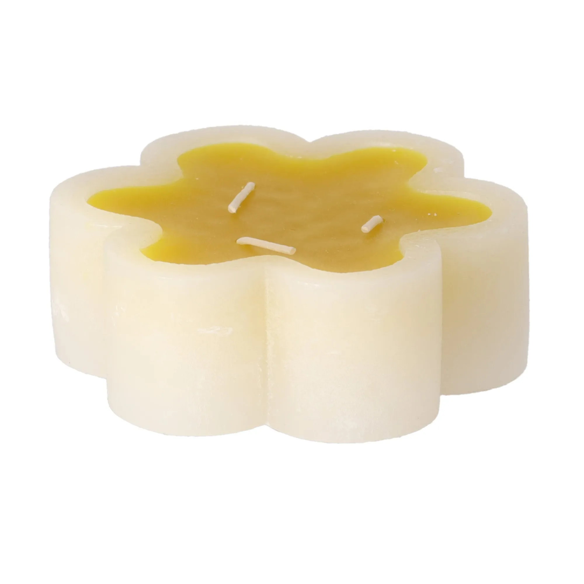 Decoris Kaarsen>Kaars bloem geel 12 x 4 cm