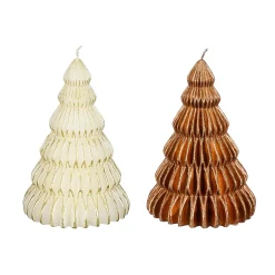 Mica Decorations Kerstdecoratie>Kaars boom wit koper 14cm