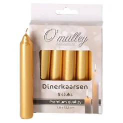 O'malley Kaarsen>Kaars Diner 12 cm Goud 5 Stuks