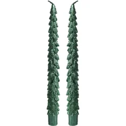 Decoris Kerstdecoratie>Kaars diner boom 25 cm groen 2st.