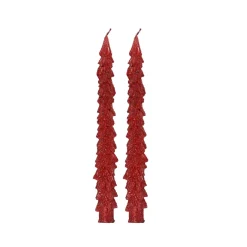 Decoris Kerstdecoratie>Kaars diner boom 25 cm rood 2st.