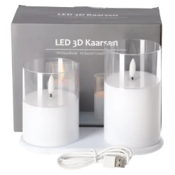 Kaarsen>Kaars LED set 2 wit oplaadbaar