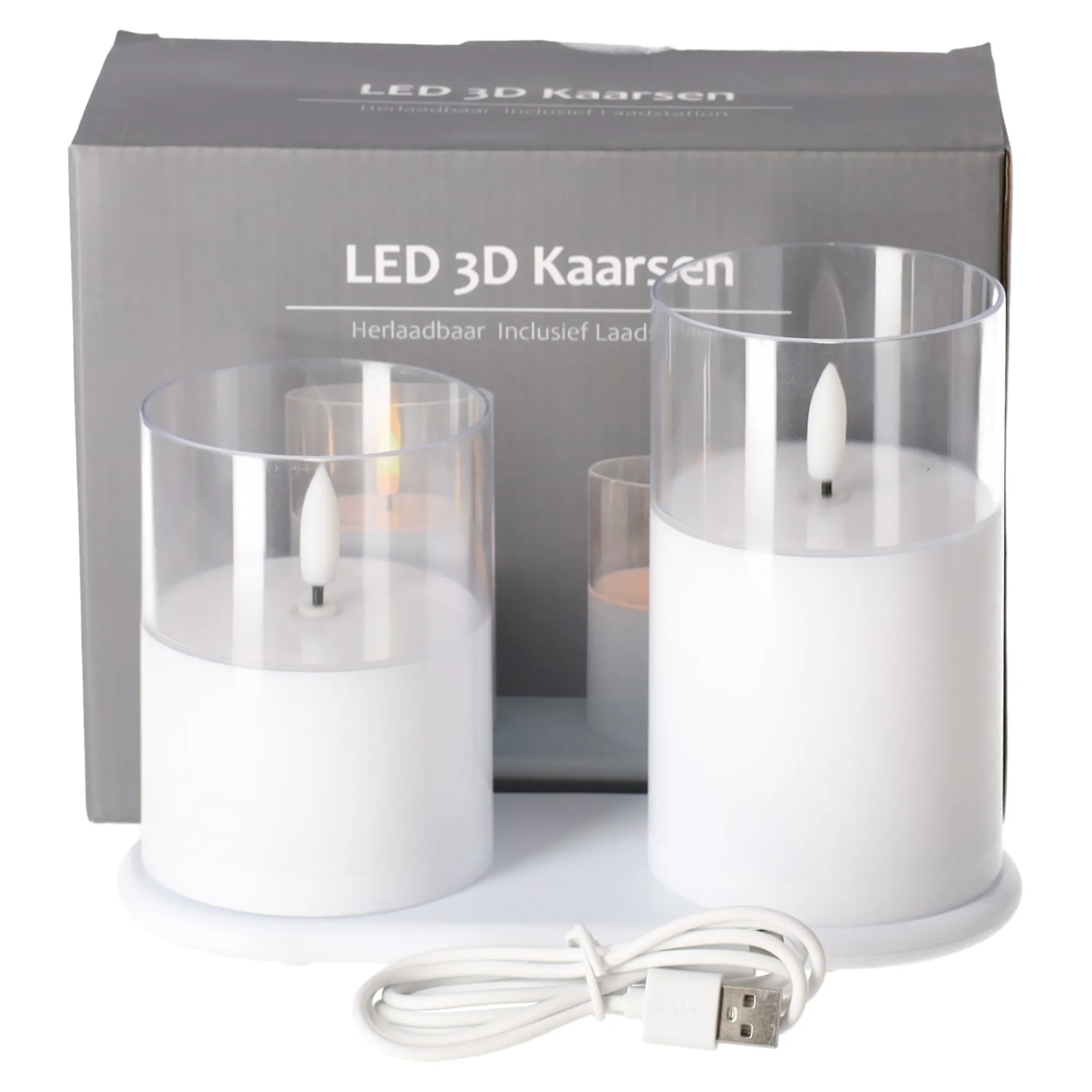 Kaarsen>Kaars LED set 2 wit oplaadbaar