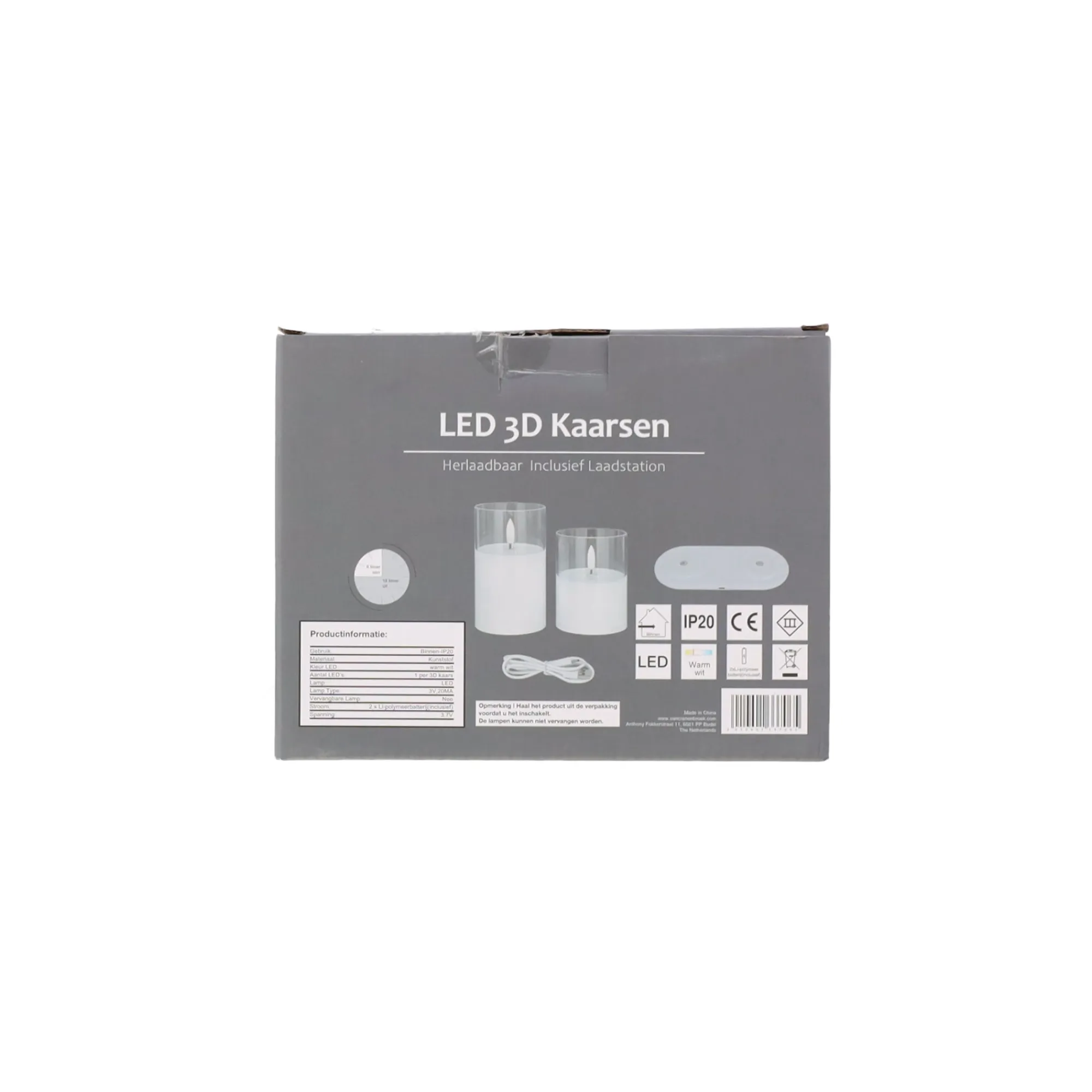 Kaarsen>Kaars LED set 2 wit oplaadbaar