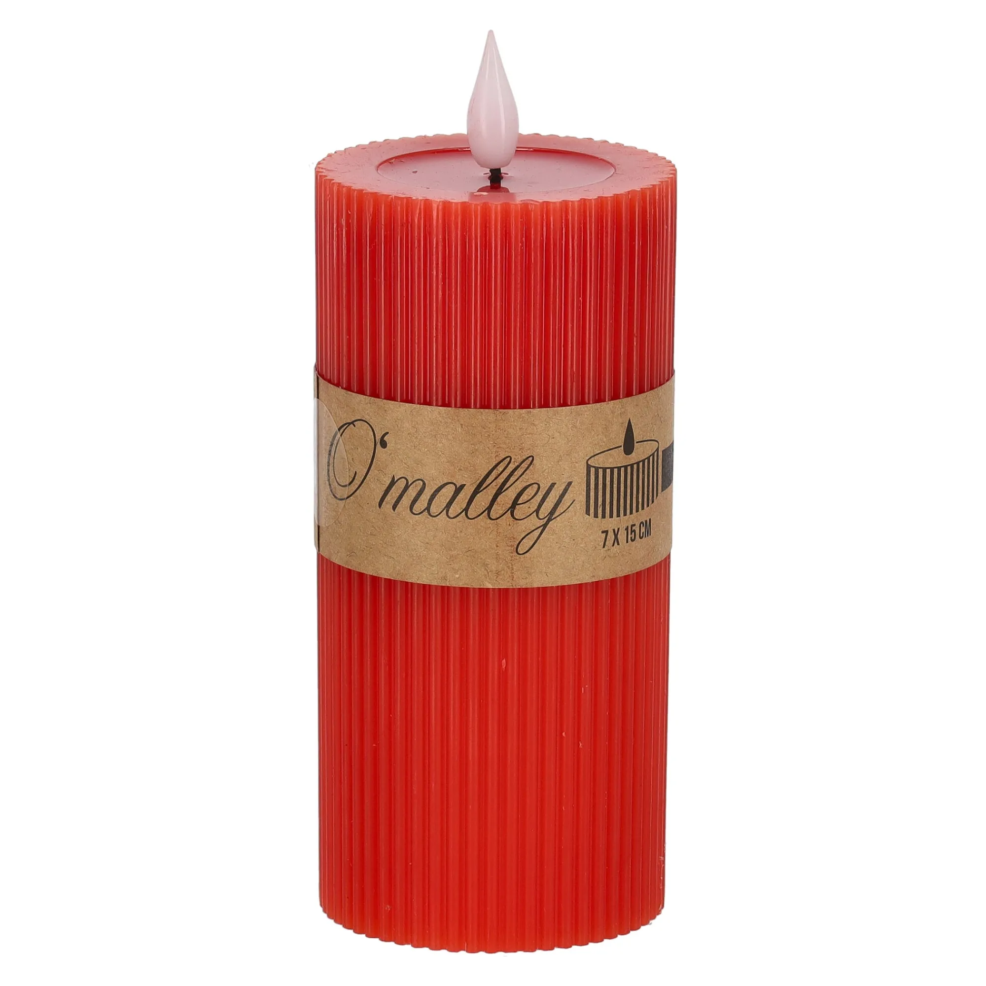 O'malley Kaarsen>Kaars rib melt LED 7 x 15 cm rood