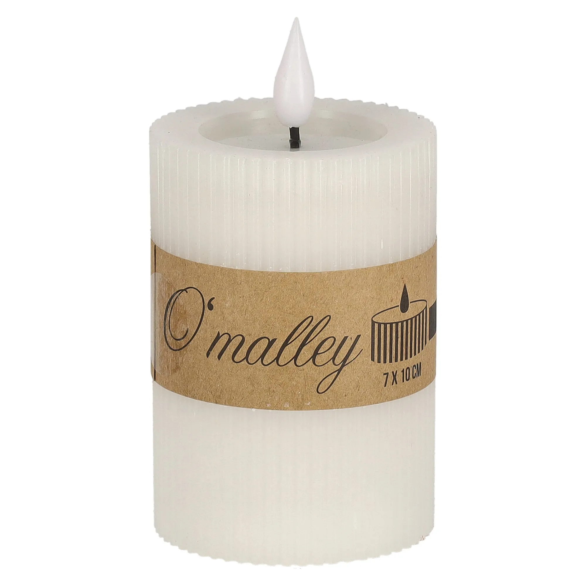 O'malley Kaarsen>Kaars rib melt LED 7 x 10 cm wit