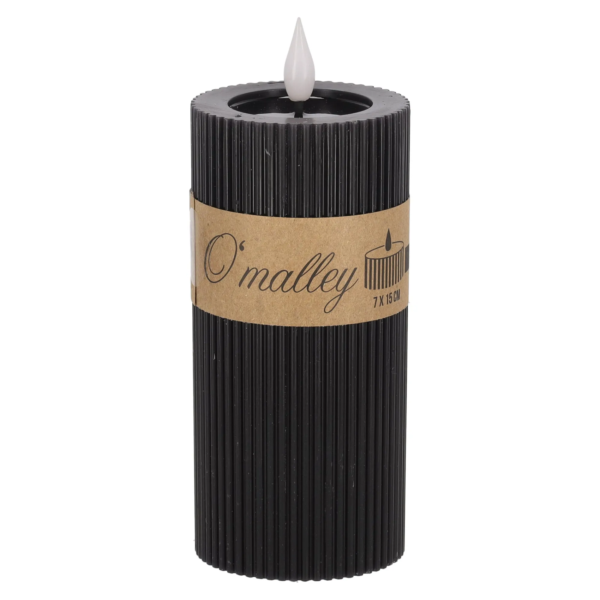 O'malley Kaarsen>Kaars rib melt LED 7 x 15 cm zwart
