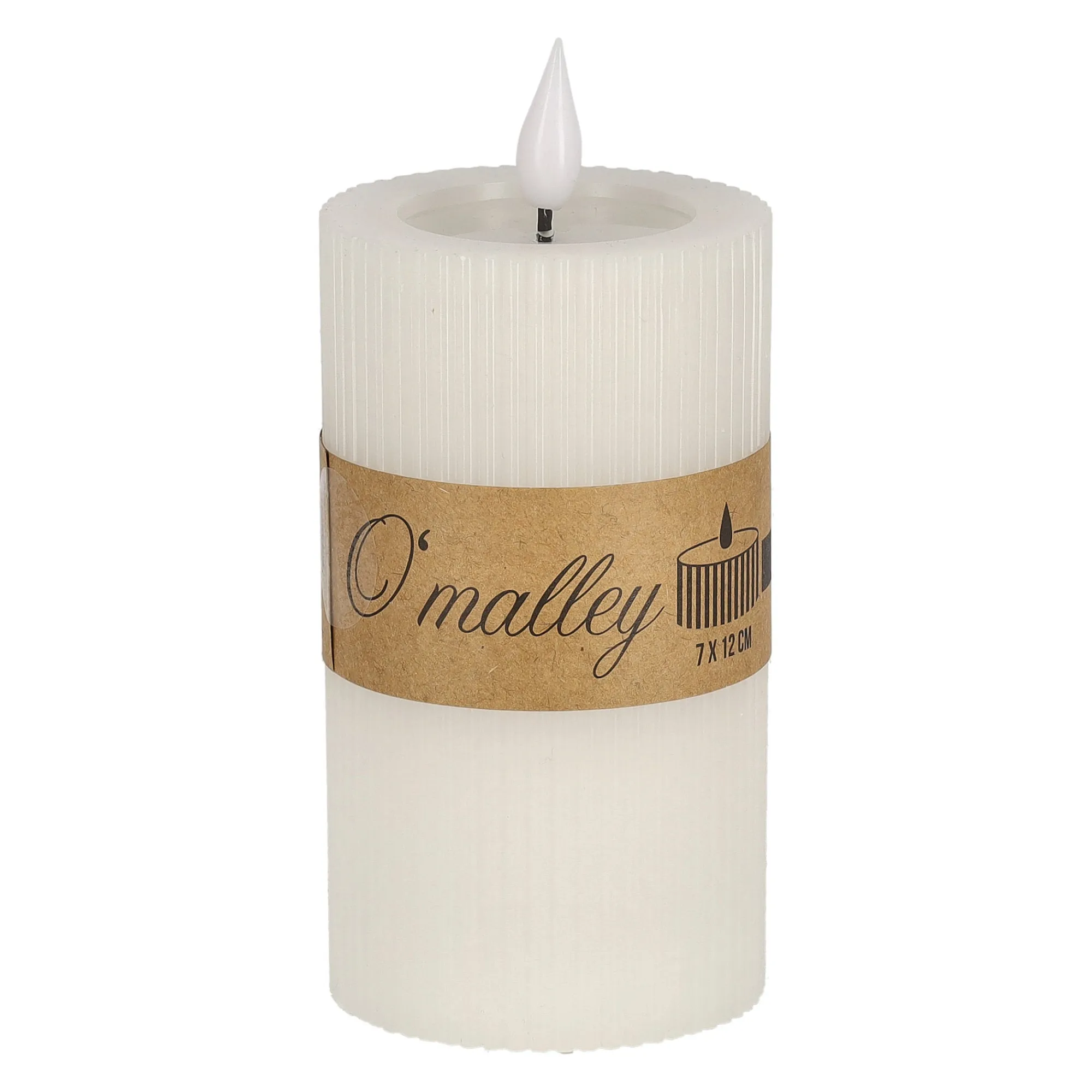O'malley Kaarsen>Kaars rib melt LED 7 x 12 cm wit