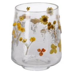 Van Cranenbroek Kaarsen>Kaarshouder droogbloem geel 10 x 12 cm