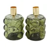 Natural Collections Woondecoratie>Kaarshouder glas groen 8 x 12 cm 2 assorti