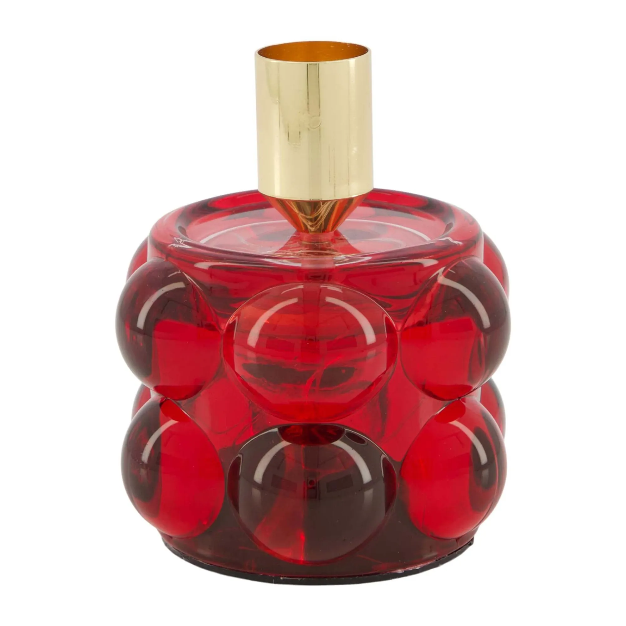 Natural Collections Woondecoratie>Kaarshouder glas rood 8 x 10 cm