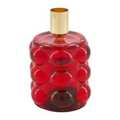 Natural Collections Woondecoratie>Kaarshouder glas rood 8 x 12 cm