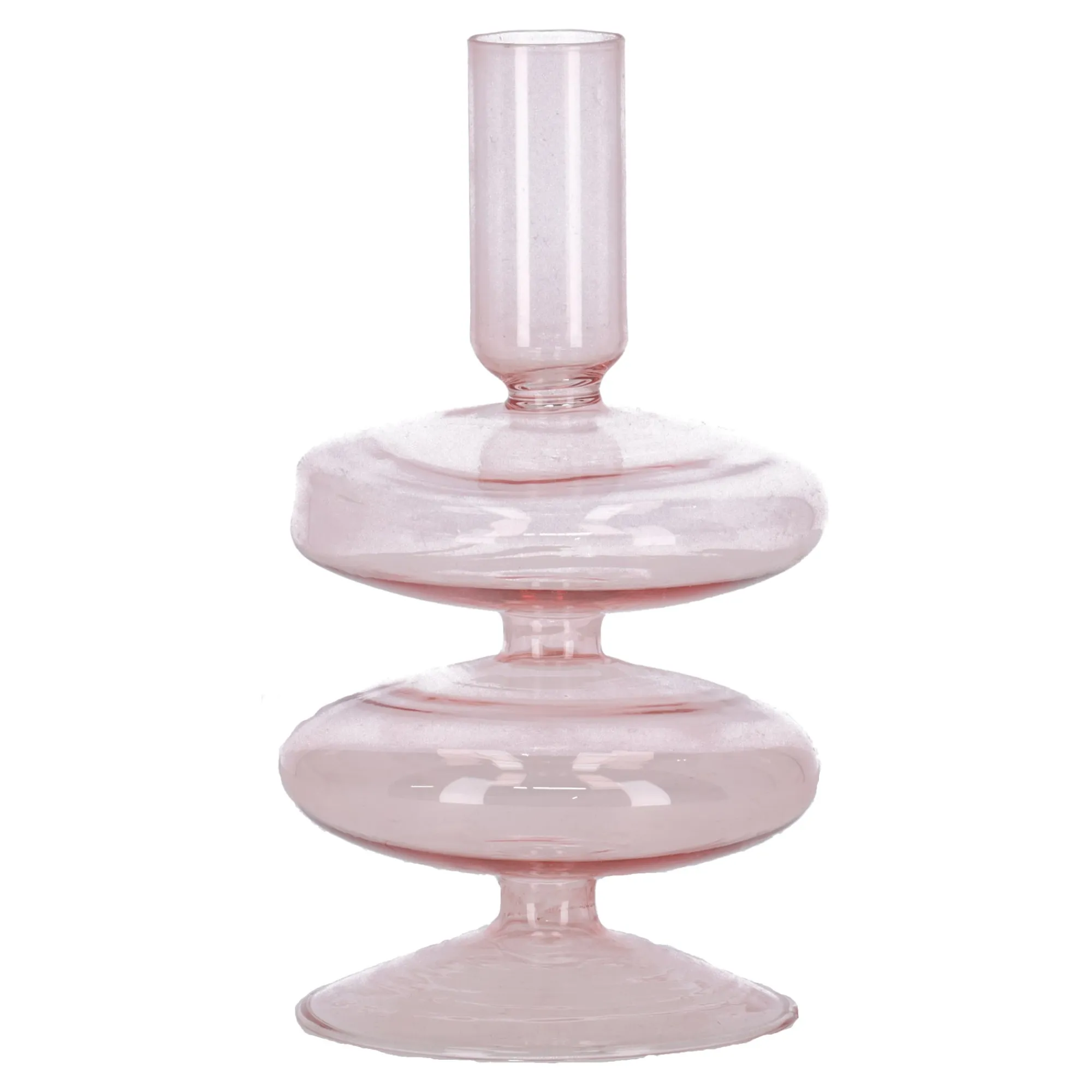 O'malley Kaarsen>Kaarshouder glas roze 8 x 16 cm