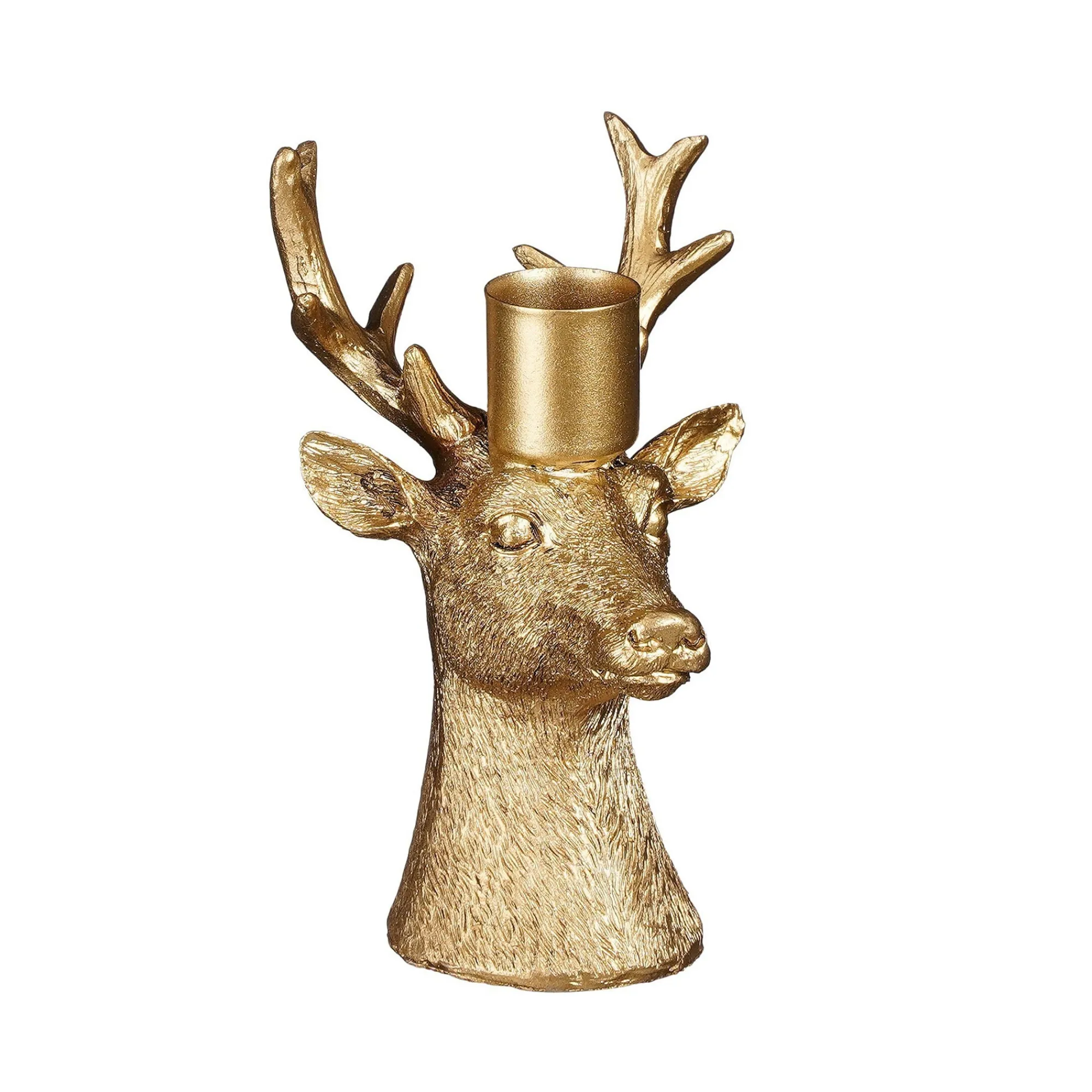 Mica Decorations Kerstdecoratie>Kandelaar hert goud 12cm
