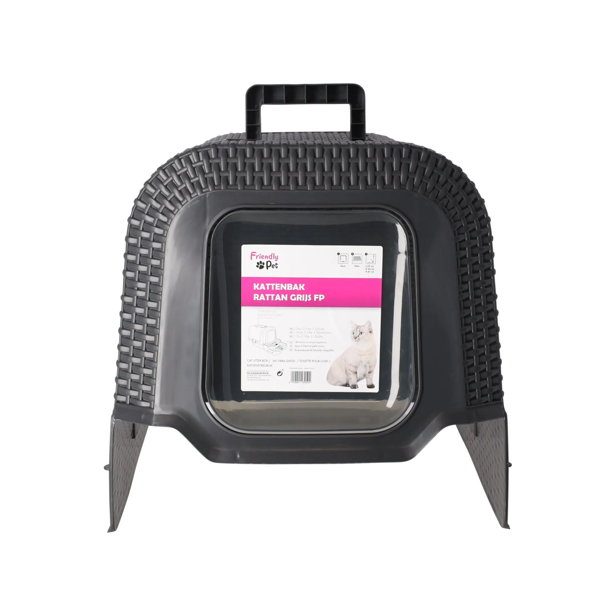 Friendly Pet Kattenbak>Kattenbak rattan grijs FP