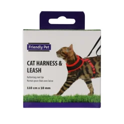 Friendly Pet Kattenverzorging>Kattentuig zwart/rood 10mmx110cm
