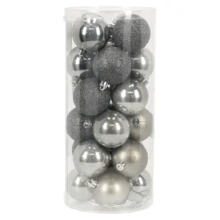O'malley Kerstballen>Kerstbal 6 cm mix koker 24st mouse grey
