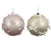 Kerstballen>Kerstbal 8 cm roze zit strik