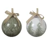Decoris Kerstballen>Kerstbal 8 cm wit groen