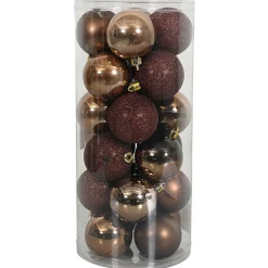 O'malley Kerstballen>Kerstbal 4cm mix koker 24st bruin
