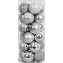 O'malley Kerstballen>Kerstbal 4cm mix koker 24st zilver