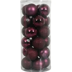 O'malley Kerstballen>Kerstbal 4cm mix koker 24st wijnrood