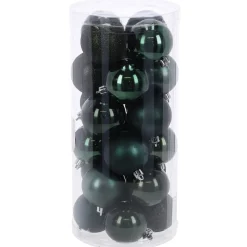 O'malley Kerstballen>Kerstbal 4cm mix koker 24st forest green