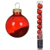 Decoris Kerstballen>Kerstbal glas 3 cm 9st. rood